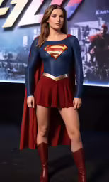 a girl dressed in a superman costume
