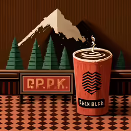a photo that looks like a drink next to some trees