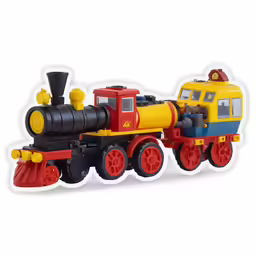 a train shaped toy is shown on a white background