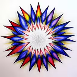 a picture of a colorful abstract design on a white wall