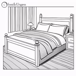 the bed has been drawn with the line of lines that is pointing towards it