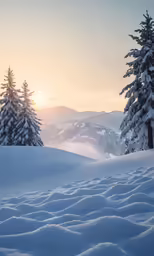 a mountain with trees covered in snow