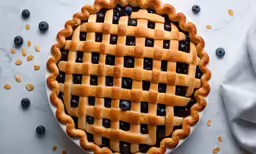 a pie has been baked with blueberries and corn