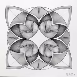 a drawing of three petals with a leaf and a bird inside