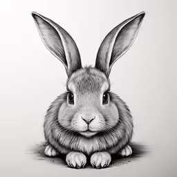 a drawing of a small bunny resting its head on the floor