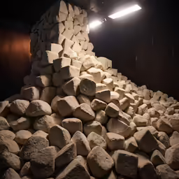 a stack of stone sitting on top of a floor