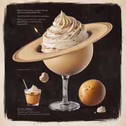 a space drink with saturn and ice cream
