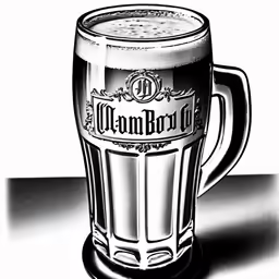 a drawing of an old fashioned beer mug