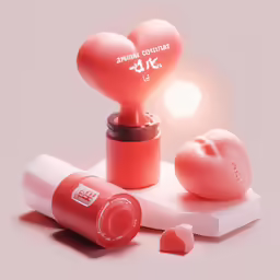 lipstick on display with two small bottles next to them