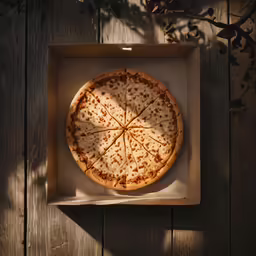 an overhead view of a freshly baked pizza