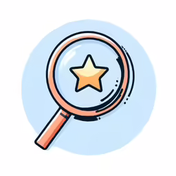 a magnifying glass with a star on top
