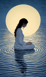 there is a woman sitting in the water using a cell phone