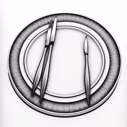 an illustration of a knife and fork with another fork on the plate