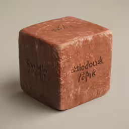 a clay dice with the words glodotutsk fisk on it
