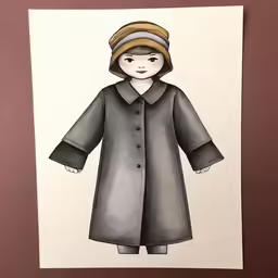 a drawing of a kid in a raincoat