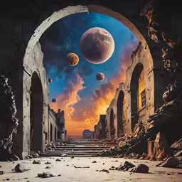 an archway with an arch to another place