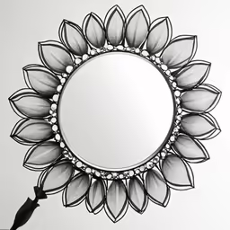 a mirror mounted to the wall with a flower frame