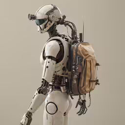a large robot with lots of gear attached to it