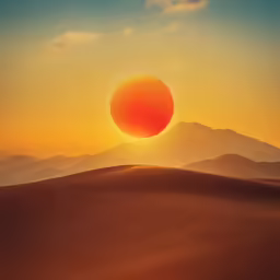 the sun rising over mountains and a desert landscape