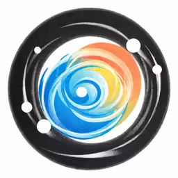 a logo is shown on the side of a circular object