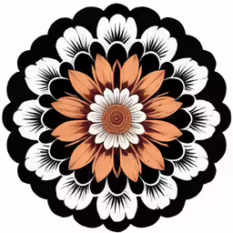 the center of a large flower is black and white