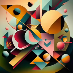 an abstract composition with colorful shapes
