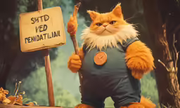 the stuffed cat is dressed as a troll from the film pete and his friends
