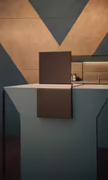 a modern looking counter top with a black and grey square