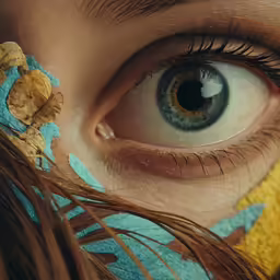 the eye of an adult with butterflies painted on them