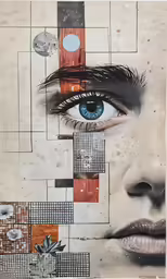 a close up of a womans eye with a graphic pattern