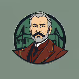 an old man with grey hair and beard in a green circle,a man with a beard and a dress coat