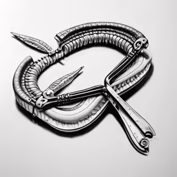 there are scissors on a drawing of a snake