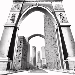 a large arch in the middle of a city