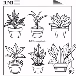 plant coloring page with a potted houseplant and plants
