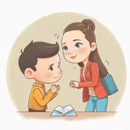 a boy and girl sharing a moment with each other