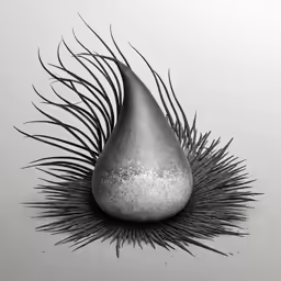 a black and white image of a pear in the shape of an object