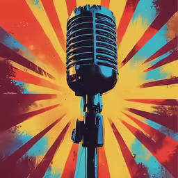 a microphone on a stand with bright background