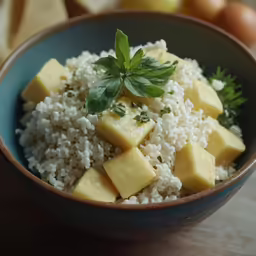 this food has rice, potatoes and herbs in it