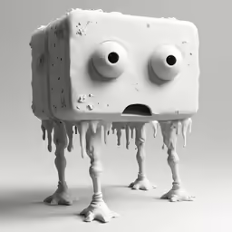 a piece of art that looks like it has eyes and legs