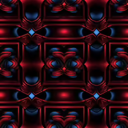 abstract art work featuring several shapes in a red, black and blue square