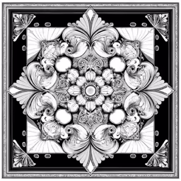 a black and white image of an intricate flower