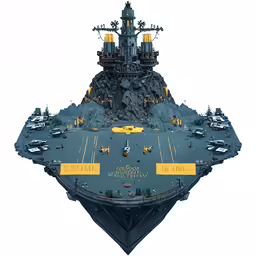 a space battleship on a table with a white background