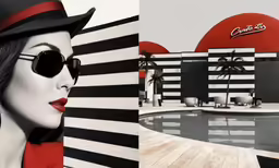 two pictures side by side of a female in sunglasses and a man with a hat on