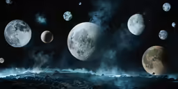 an artistic photo of planets from space in the night
