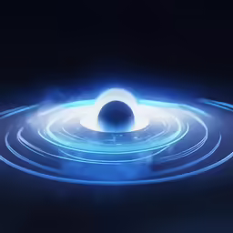 a blue object sitting in front of a black background