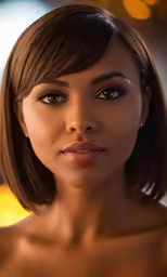 a close up portrait of a women with a serious look