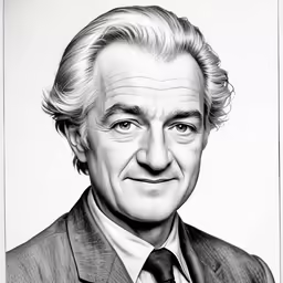 a black and white portrait of president bill clinton
