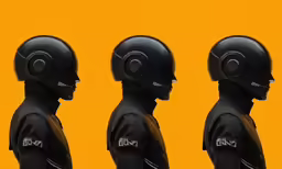 three different image of men in black uniforms