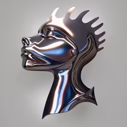 a silver mask with a spiked peak on the top