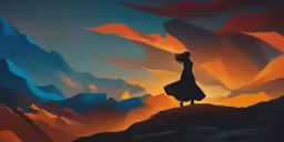 a girl stands on the edge of a cliff with her arms outstretched